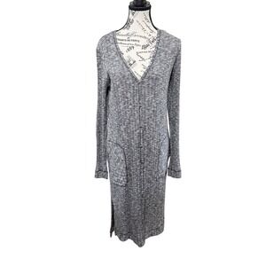 Michael Stars Duster Cardigan Ribbed‎ Knit Pockets Open Front OS